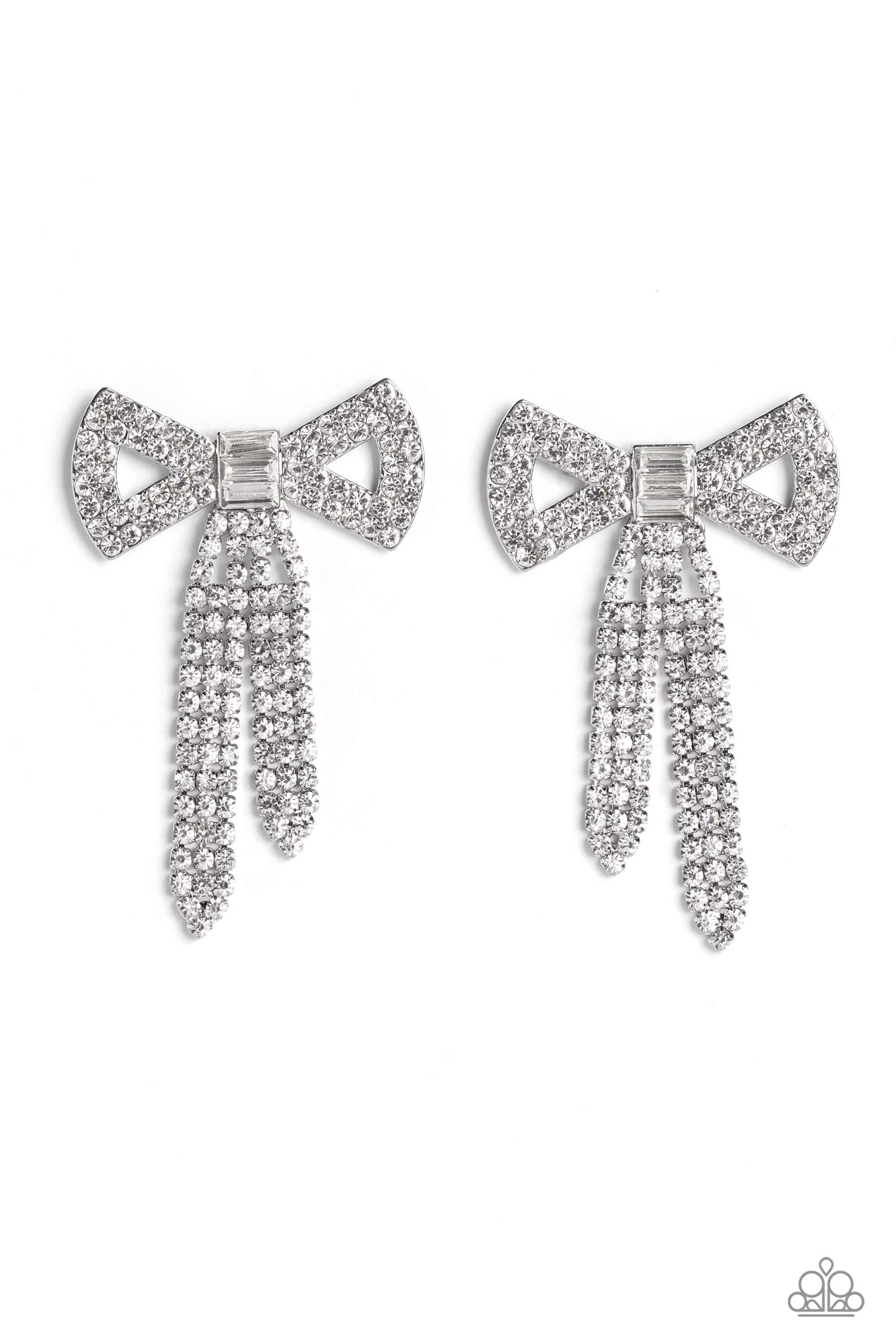 Just BOW With It White Earring - Paparazzi Accessories