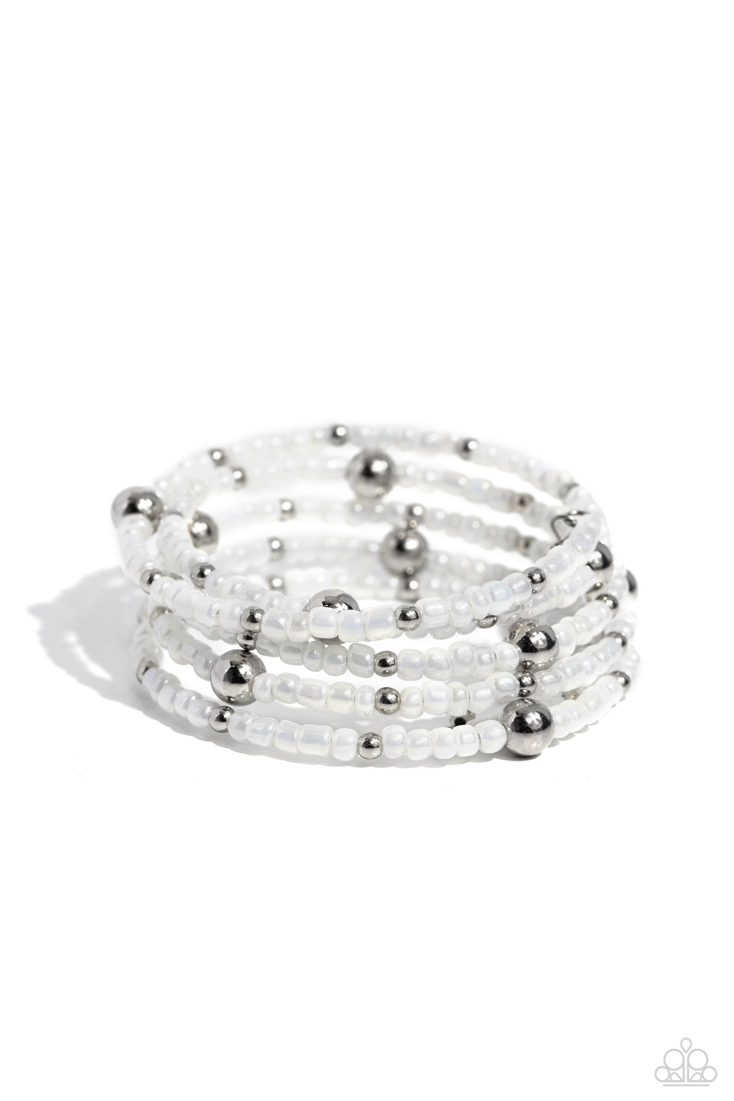 Refined Retrograde White Coil Bracelet - Paparazzi Accessories