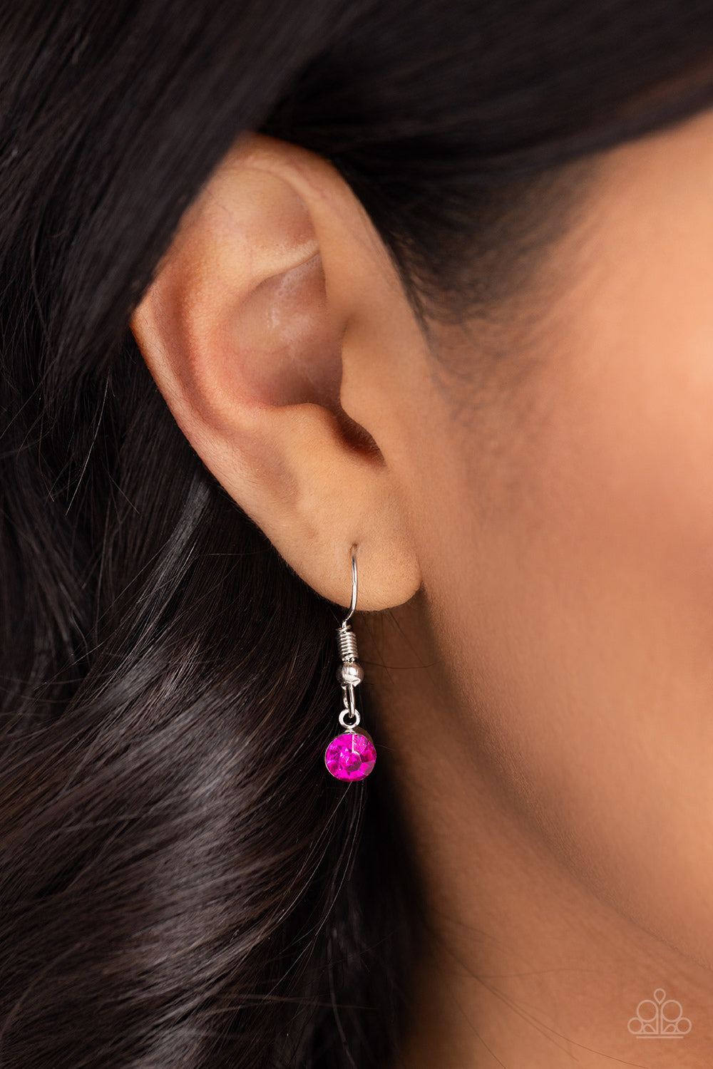 Radical Romance Pink Heart Necklace - Paparazzi Accessories Featuring a subtly studded finish, a silver paperclip chain leads the eye down to a fuchsia rhinestone-encrusted heart. A fuchsia rhinestone-embellished lobster clasp connects to the center of the heart display for a touch of handcrafted hardware, creating a radiant centerpiece. Features a clasp closure. Sold as one individual necklace. Includes one pair of matching earrings. Sku: P2DA-PKXX-186XX