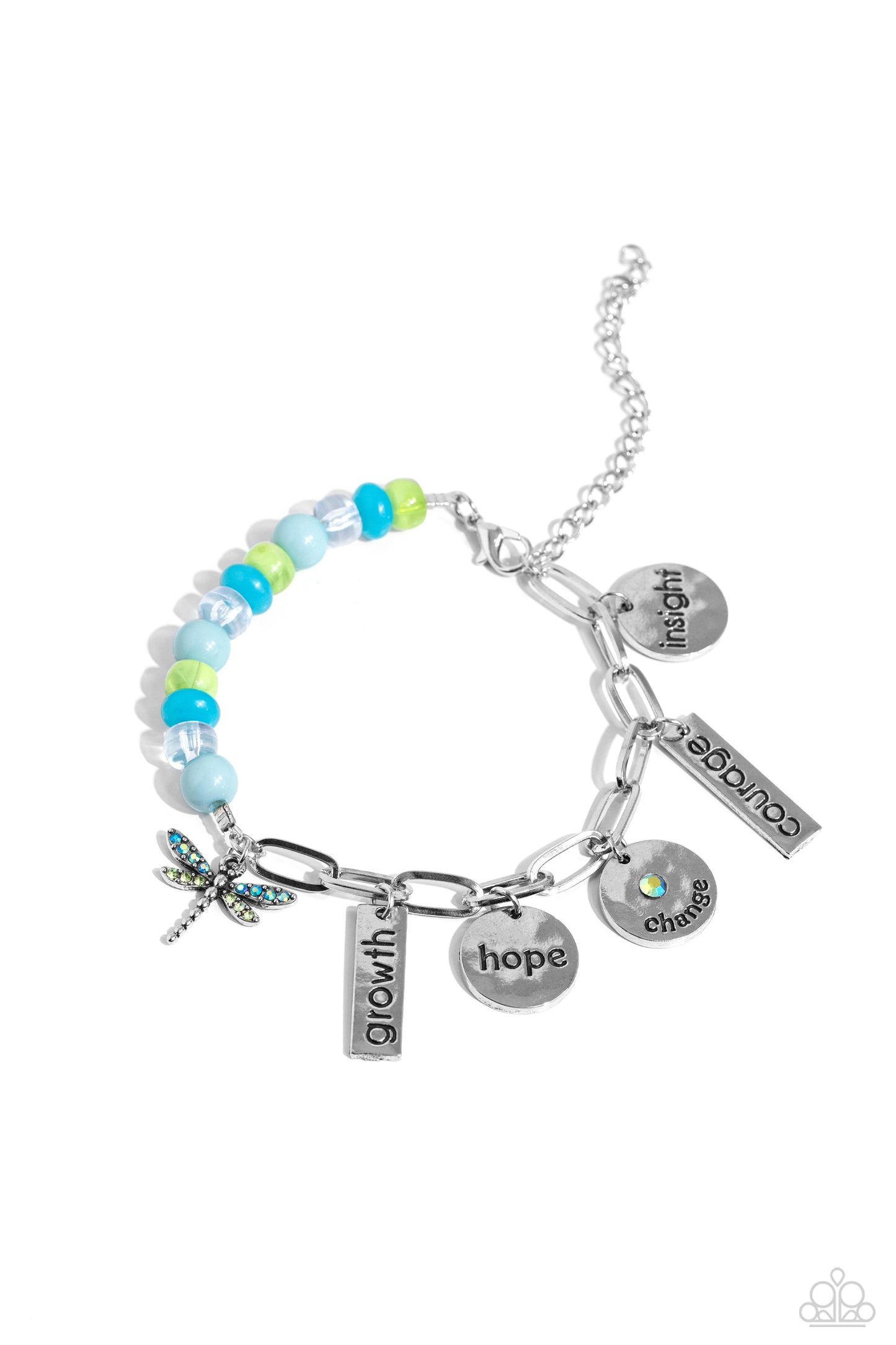 Growth Mindset Green Dragonfly Inspirational Bracelet - Paparazzi Accessories