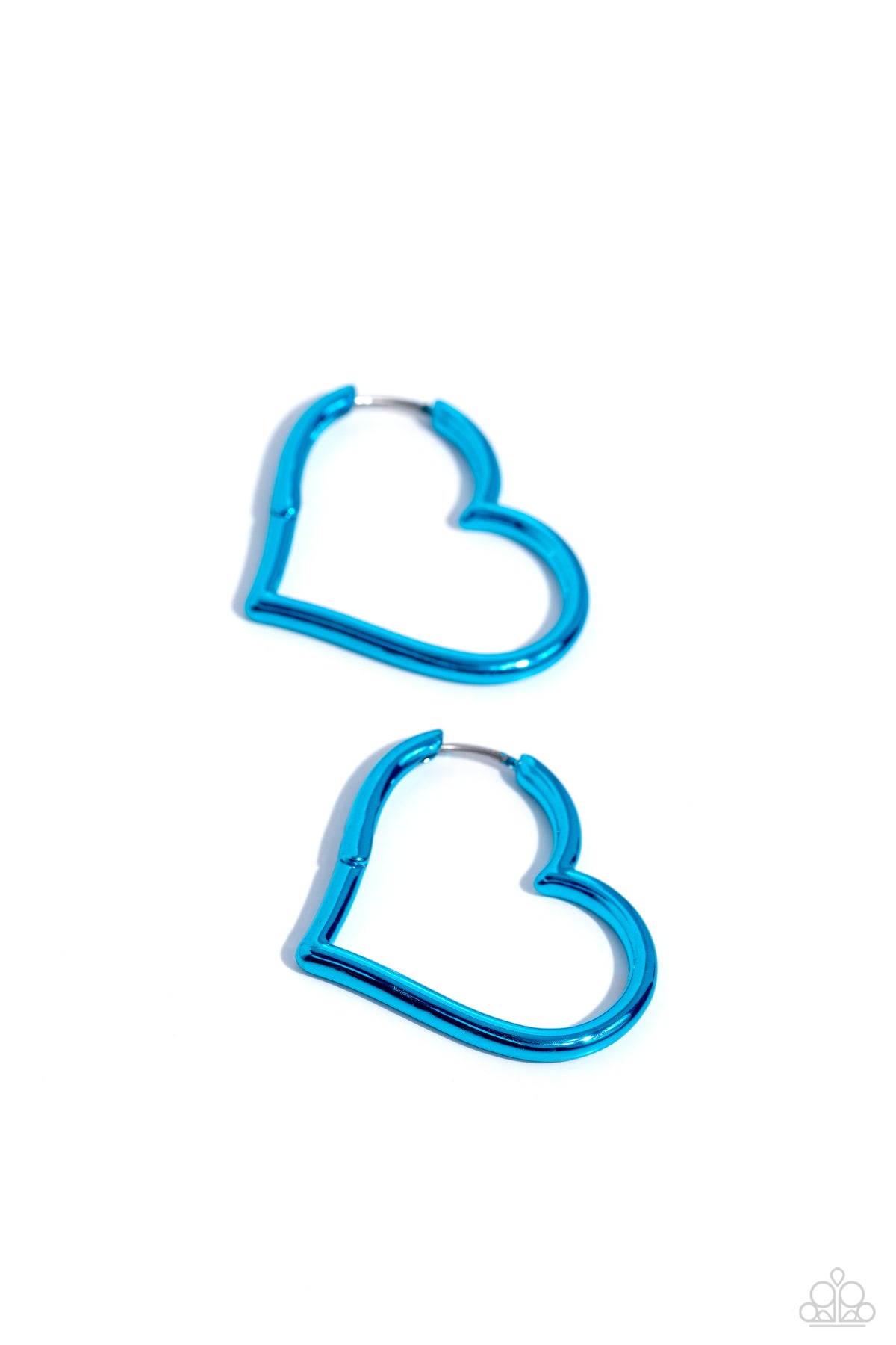 Loving Legend Blue Heart Hinge Hoop - Paparazzi Accessories