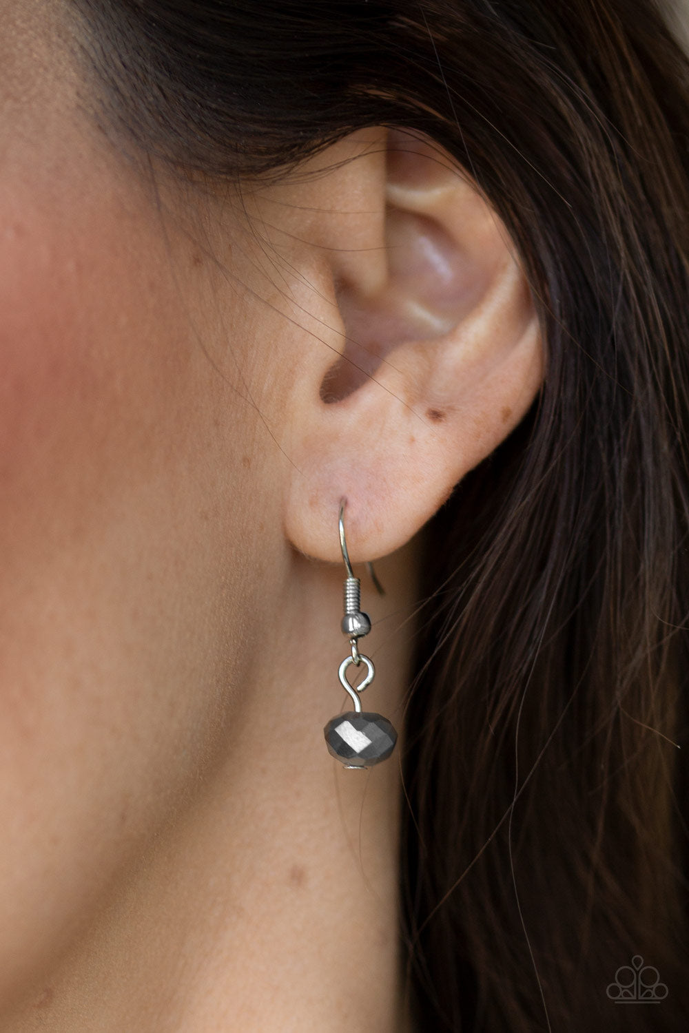 Crystal Carriages - Silver Item #N746 Brushed in a metallic finish, iridescent crystal-like beads and dainty silver beads are threaded along a flat silver chain below the collar. The sparkling crystal-like beads gradually increase in size near the center for a refined finish. Features an adjustable clasp closure. All Paparazzi Accessories are lead free and nickel free! Sold as one individual necklace. Includes one pair of matching earrings.