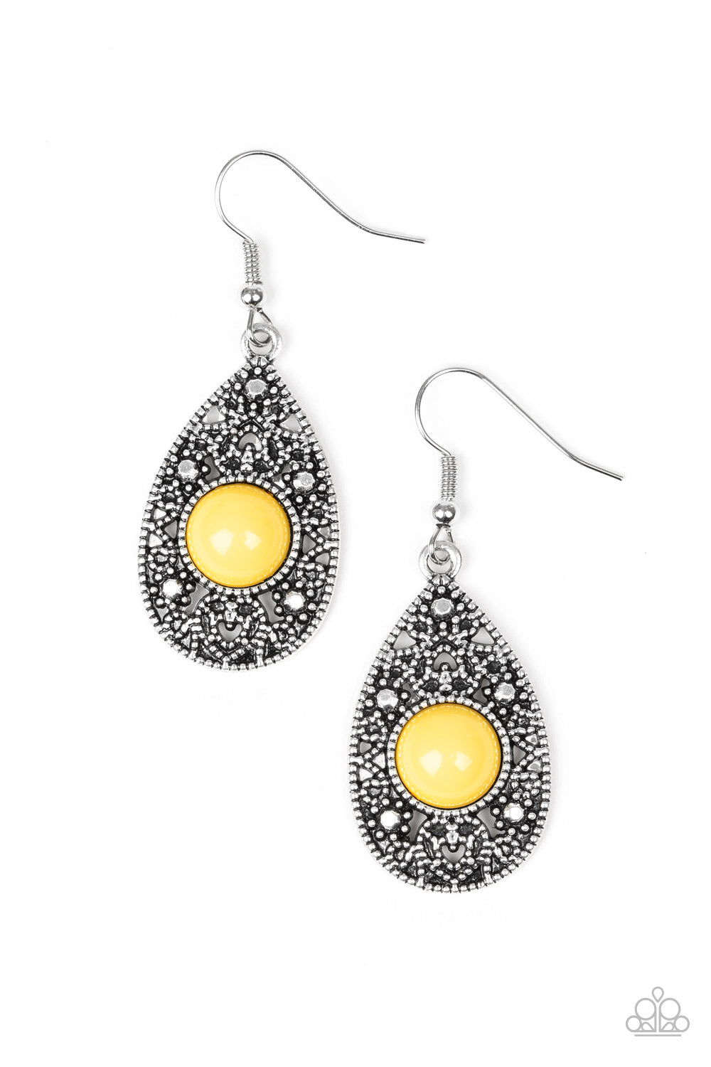 From POP To Bottom Yellow Earring - Paparazzi Accessories