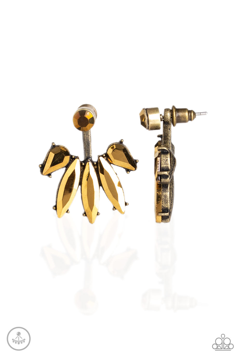 Stunningly Striking Brass Jacket Earring - Paparazzi Accessories