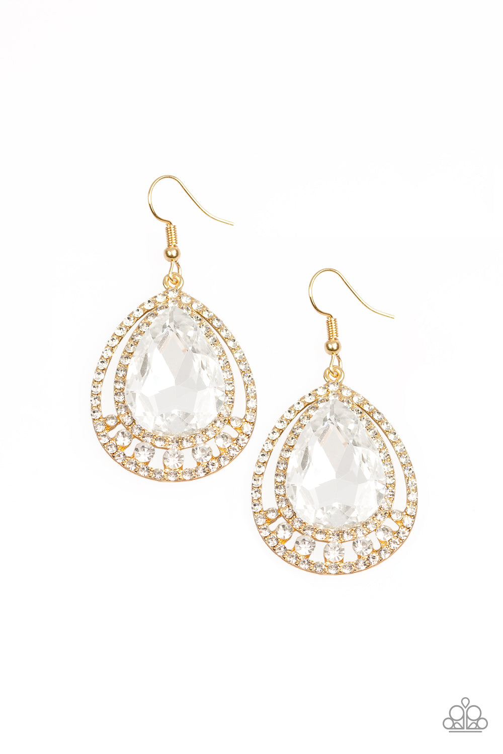 All Rise For Her Majesty Gold Earring - Paparazzi Accessories - jazzy-jewels-gems