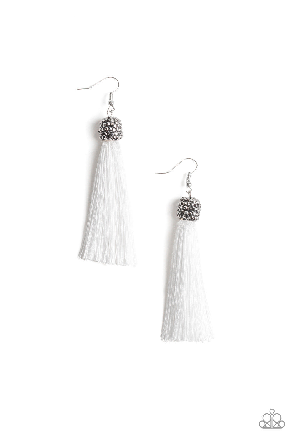 Make Room For Plume White Fringe Earring - Paparazzi Accessories