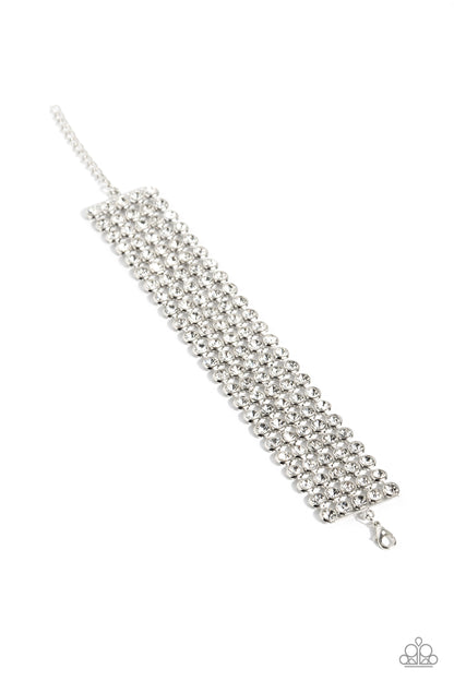 GLASSY Gallery White Rhinestone LOP Clasp Bracelet - Paparazzi Accessories