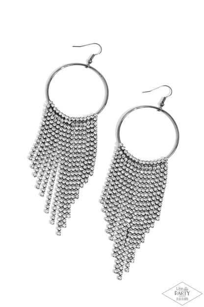 Streamlined Shimmer Black Earring - Paparazzi Accessories