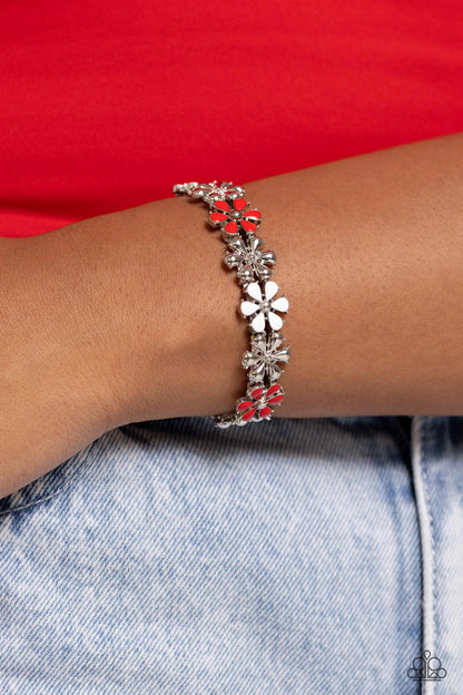 Floral Fever Red Necklace & Bracelet Set - Paparazzi Accessories