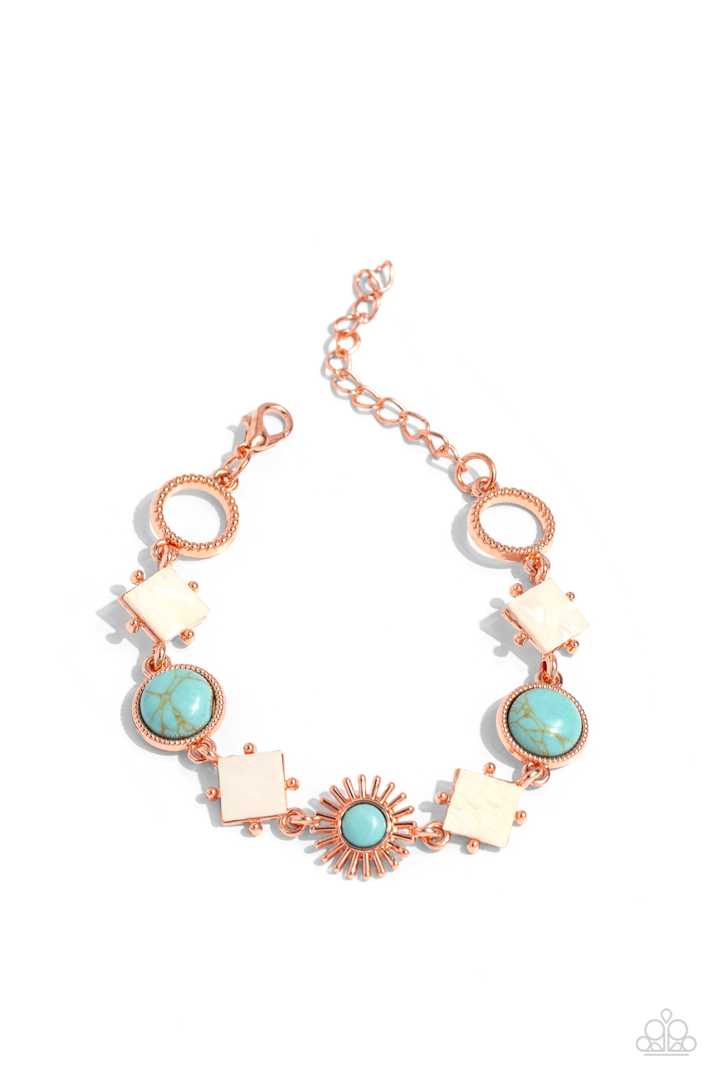 Sunburst Splendor Copper Bracelet - Paparazzi Accessories Item #P9SE-CPSH-140SD