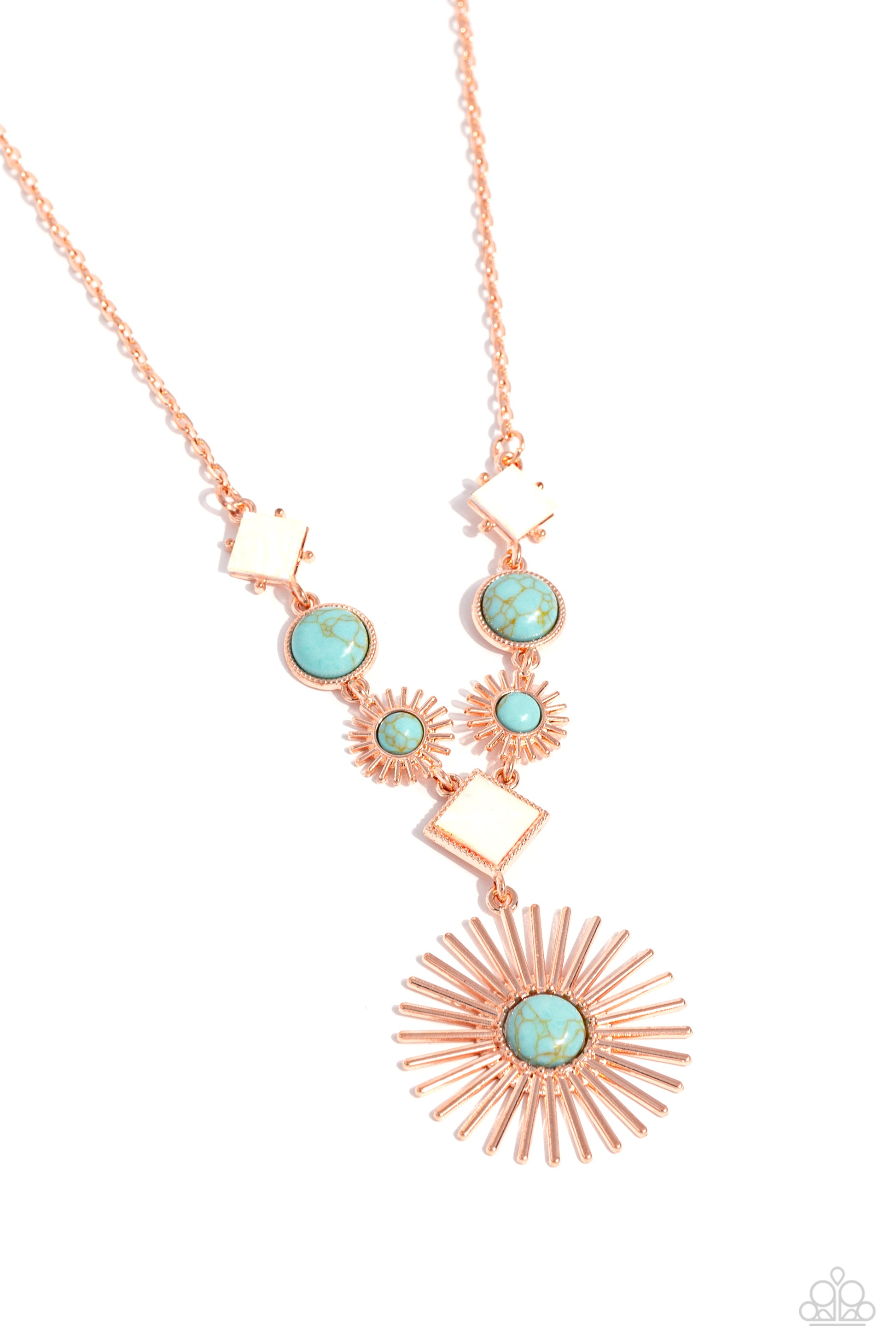 Sunburst Style Copper Necklace - Paparazzi Accessories Item #P2ST-CPSH-131SD