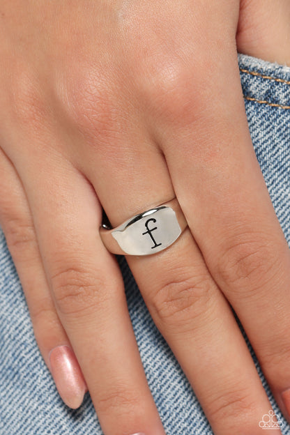 Monogram Memento Silver Initial Ring (various letters) - Paparazzi Accessories