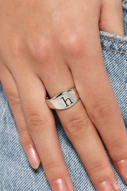 Monogram Memento Silver Initial Ring (various letters) - Paparazzi Accessories