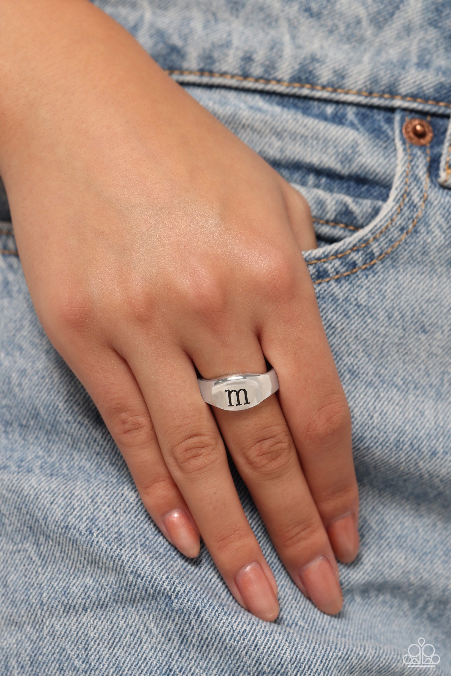 Monogram Memento Silver Initial Ring (various letters) - Paparazzi Accessories