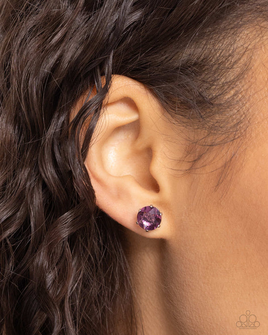 Breathtaking Birthstone Purple Amethyst Post Earring - Paparazzi Accessories