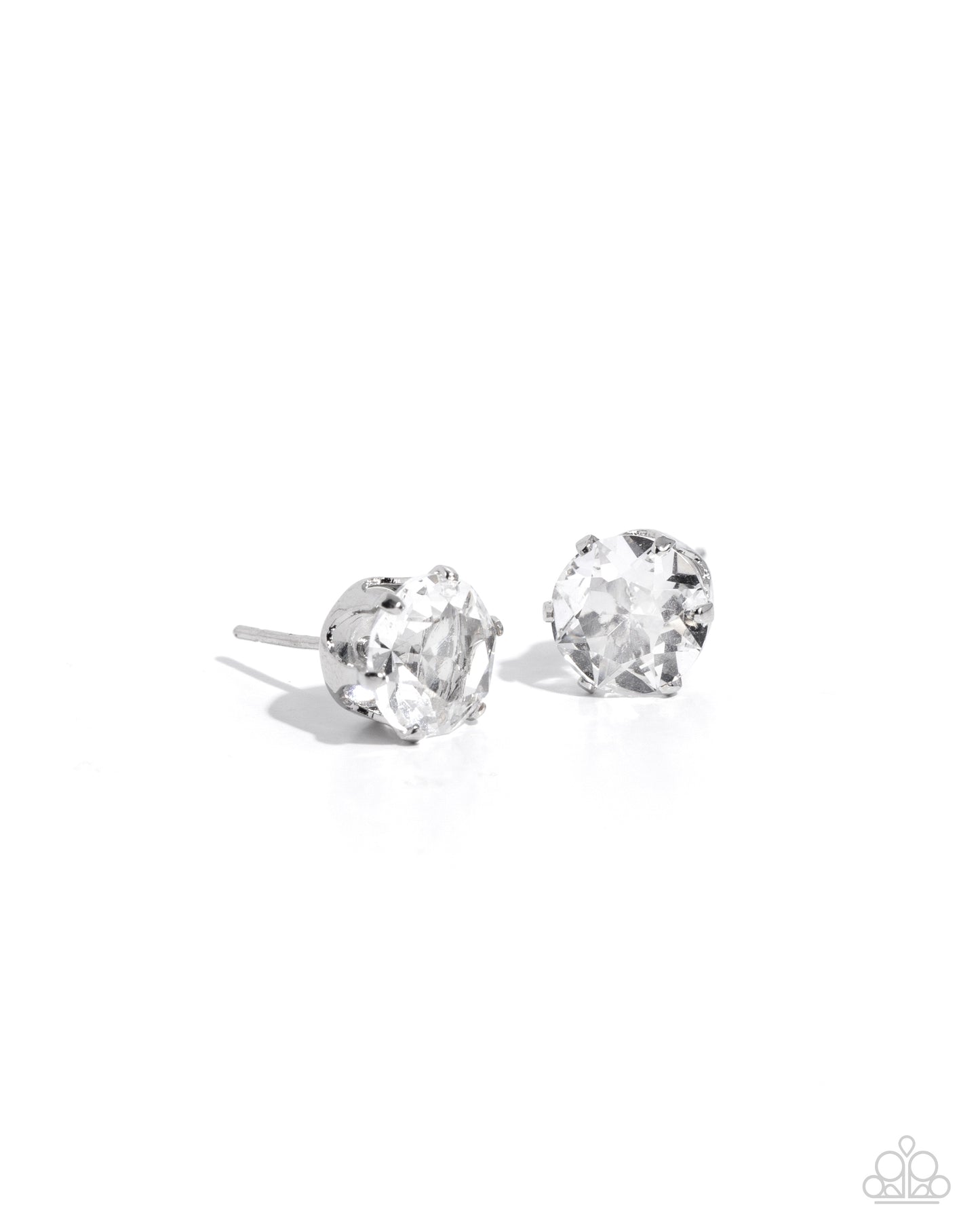 Breathtaking Birthstone White Rhinestone Post Earring - Paparazzi Accessories