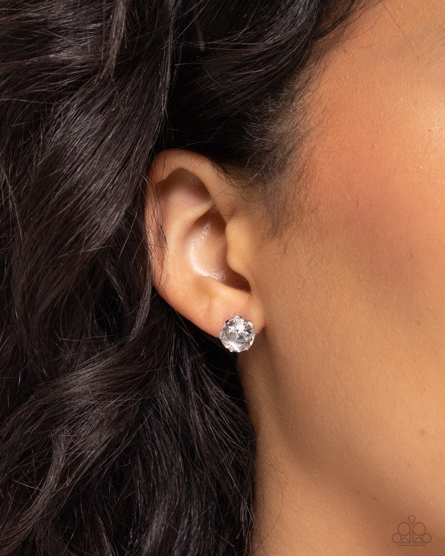 Breathtaking Birthstone White Rhinestone Post Earring - Paparazzi Accessories