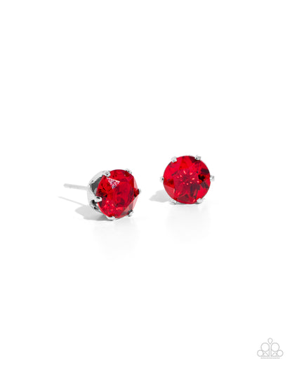 Breathtaking Birthstone Ruby Red Post Earring - Paparazzi Accessories