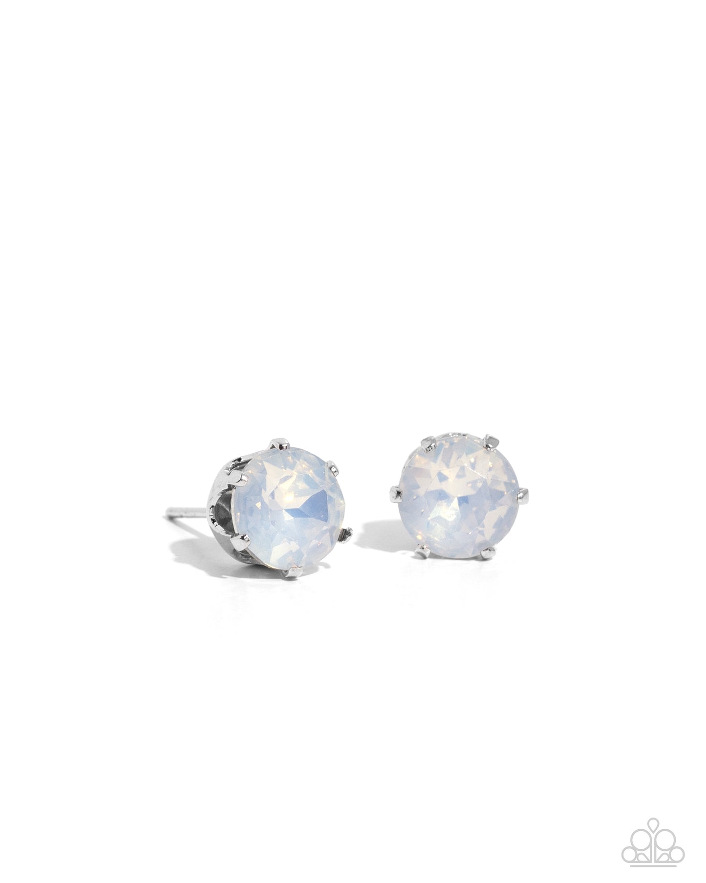 Breathtaking Birthstone White Opalescent Rhinestone Post Earring - Paparazzi Accessories