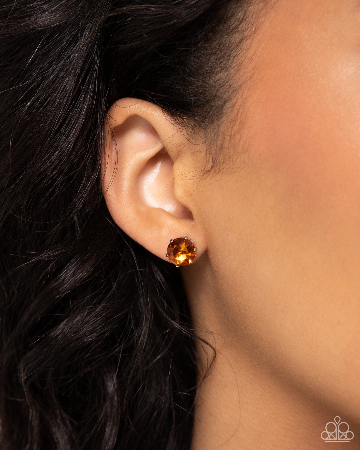 Breathtaking Birthstone Orange Topaz Post Earring - Paparazzi Accessories