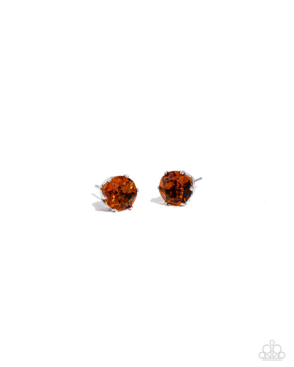 Breathtaking Birthstone Orange Topaz Post Earring - Paparazzi Accessories