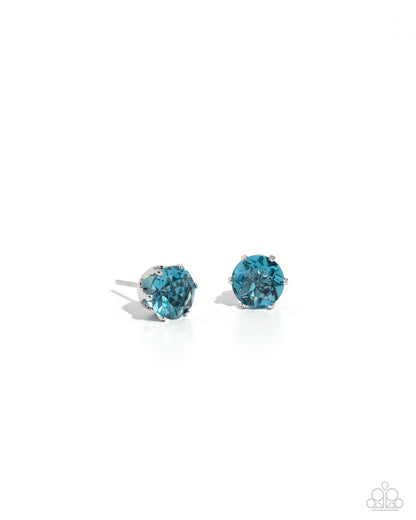 Breathtaking Birthstone Turquoise Rhinestone Post Earring - Paparazzi Accessories