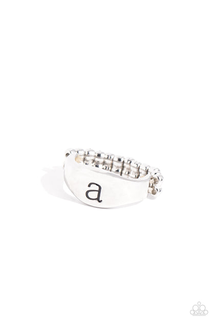 Monogram Memento Silver Initial Ring (various letters) - Paparazzi Accessories