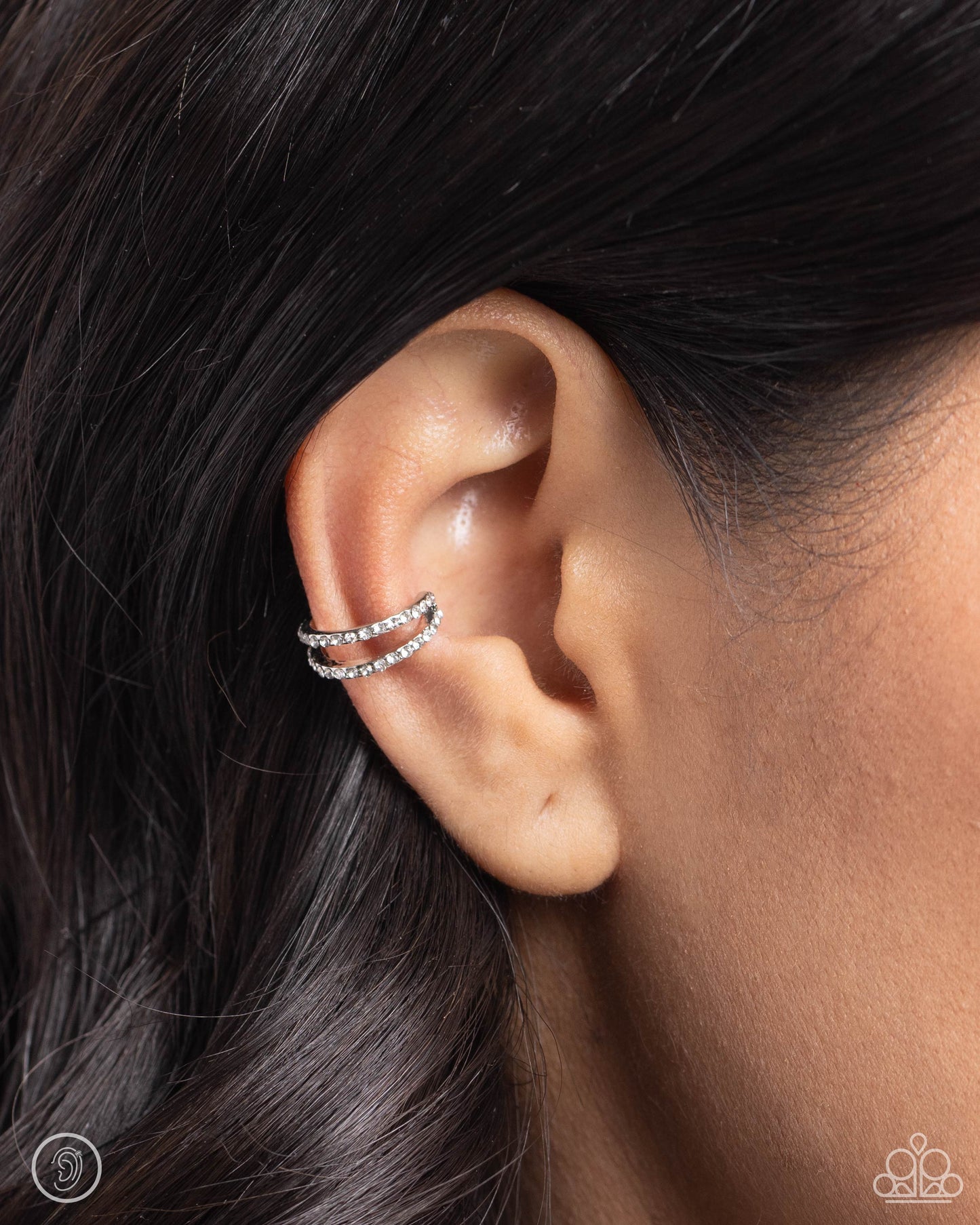 Monochromatic Mystique White Ear Cuff - Paparazzi Accessories