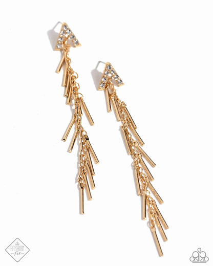 Linear Landmark Gold Post Earring - Paparazzi Accessories