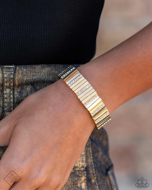 Linear Legend Gold Stretch Bracelet - Paparazzi Accessories