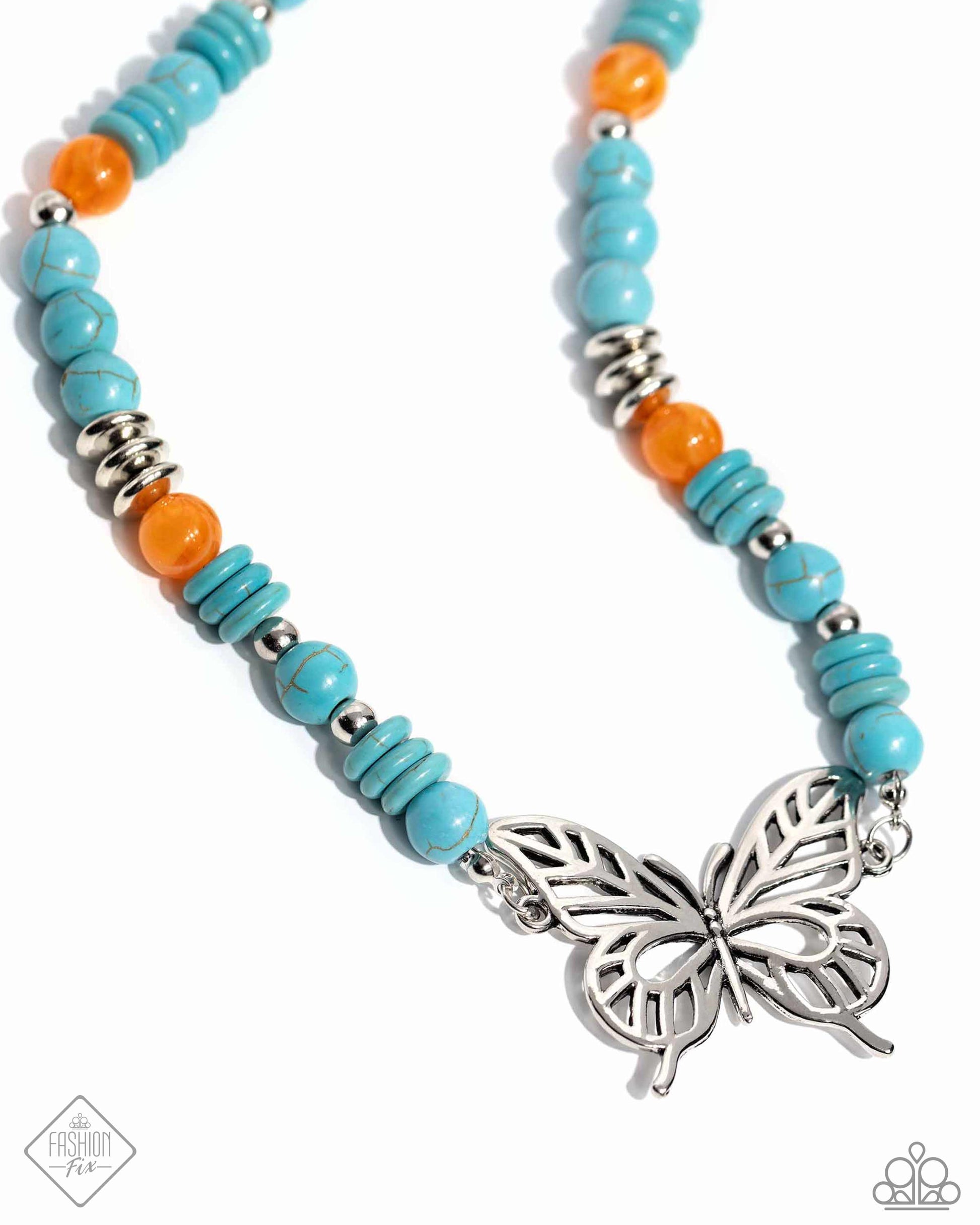Try As I FLIGHT Blue Butterfly Necklace - Paparazzi Accessories