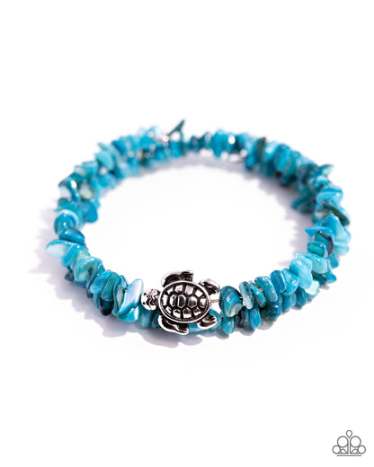 Turtle Talisman Blue Stretch Bracelet - Paparazzi Accessories
