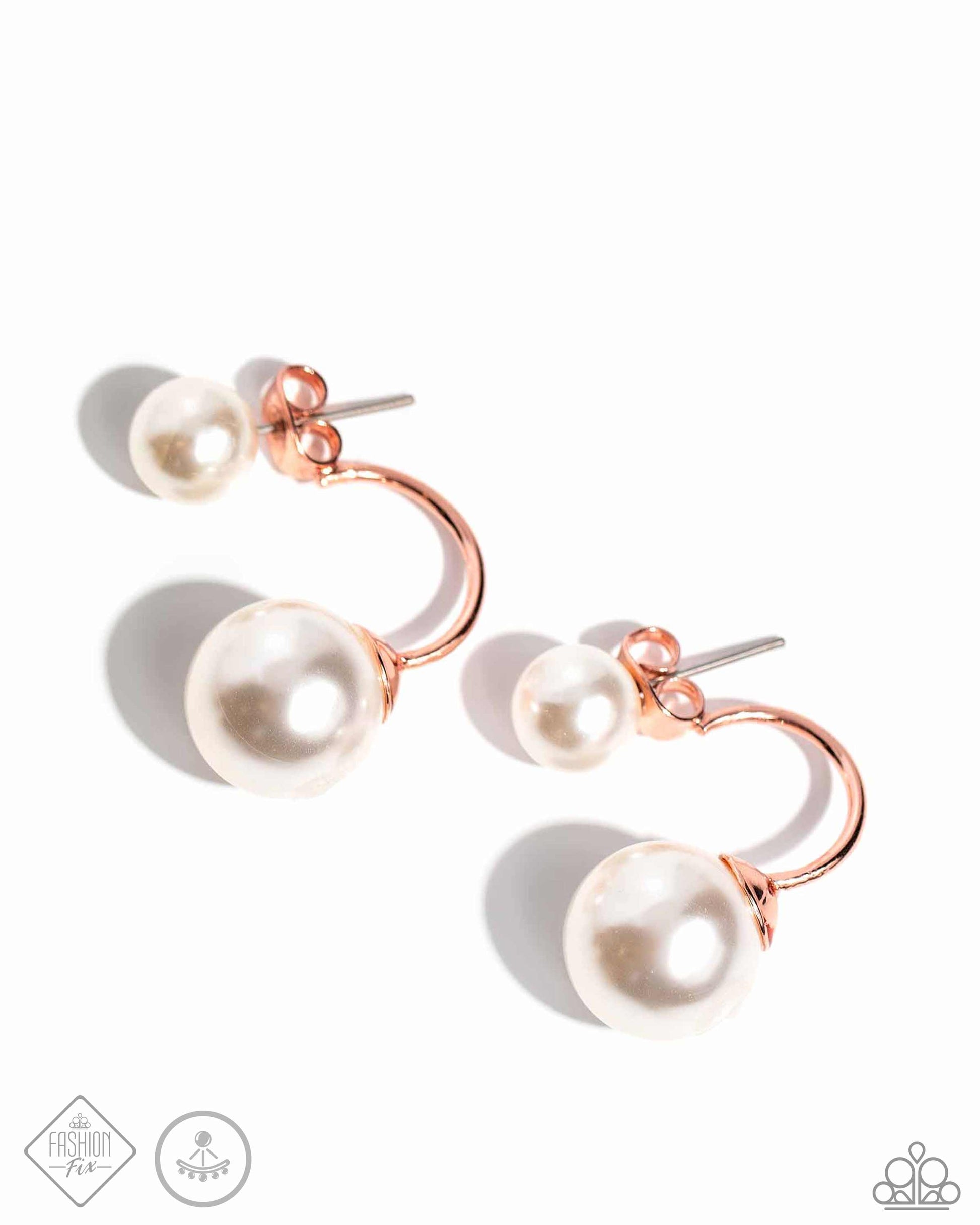 Daydreamy Dawn Copper Pearl Jacket Earring - Paparazzi Accessories