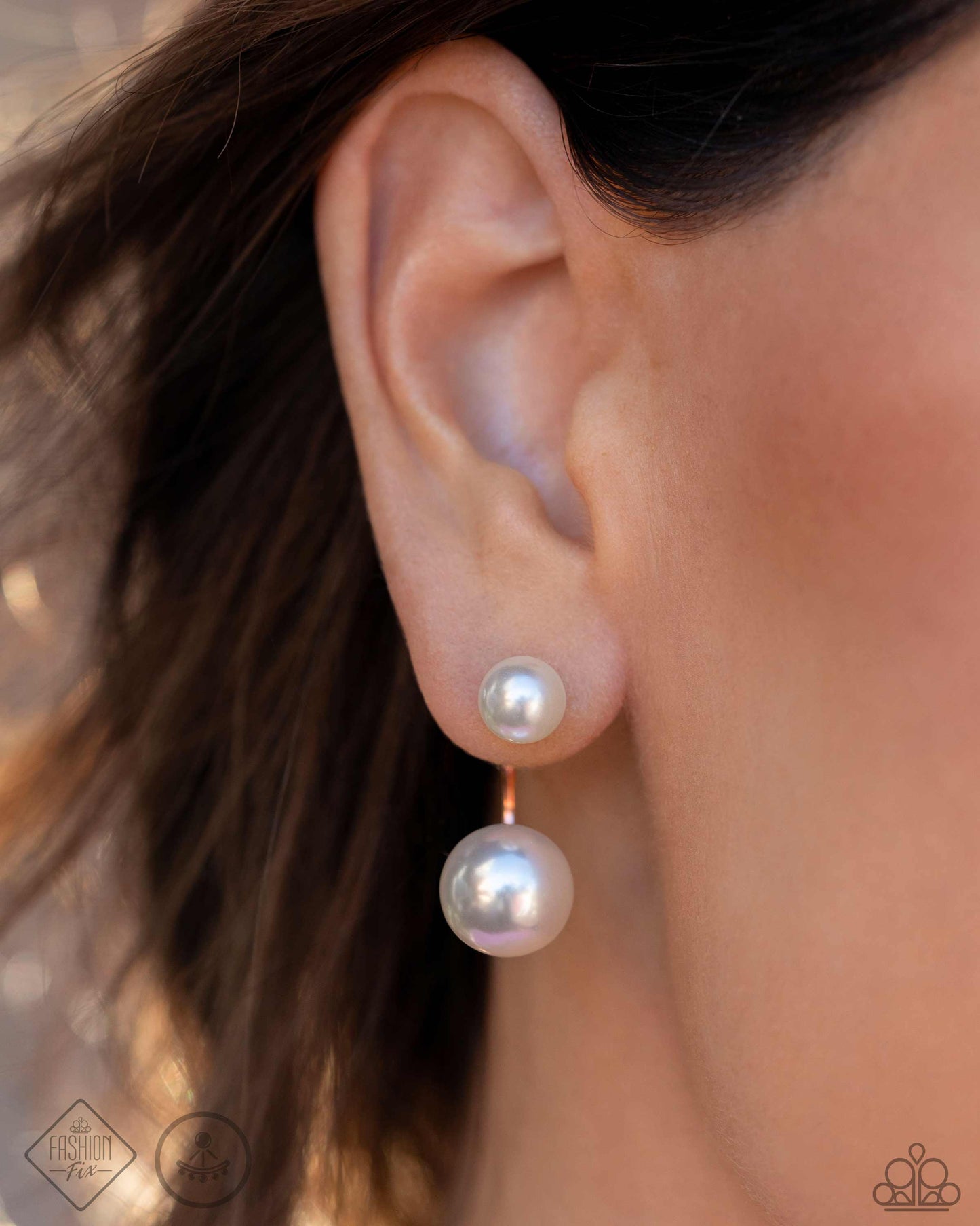 Daydreamy Dawn Copper Pearl Jacket Earring - Paparazzi Accessories