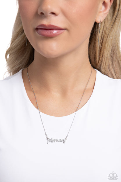 Birth Month Bling (February) Silver Necklace - Paparazzi Accessories