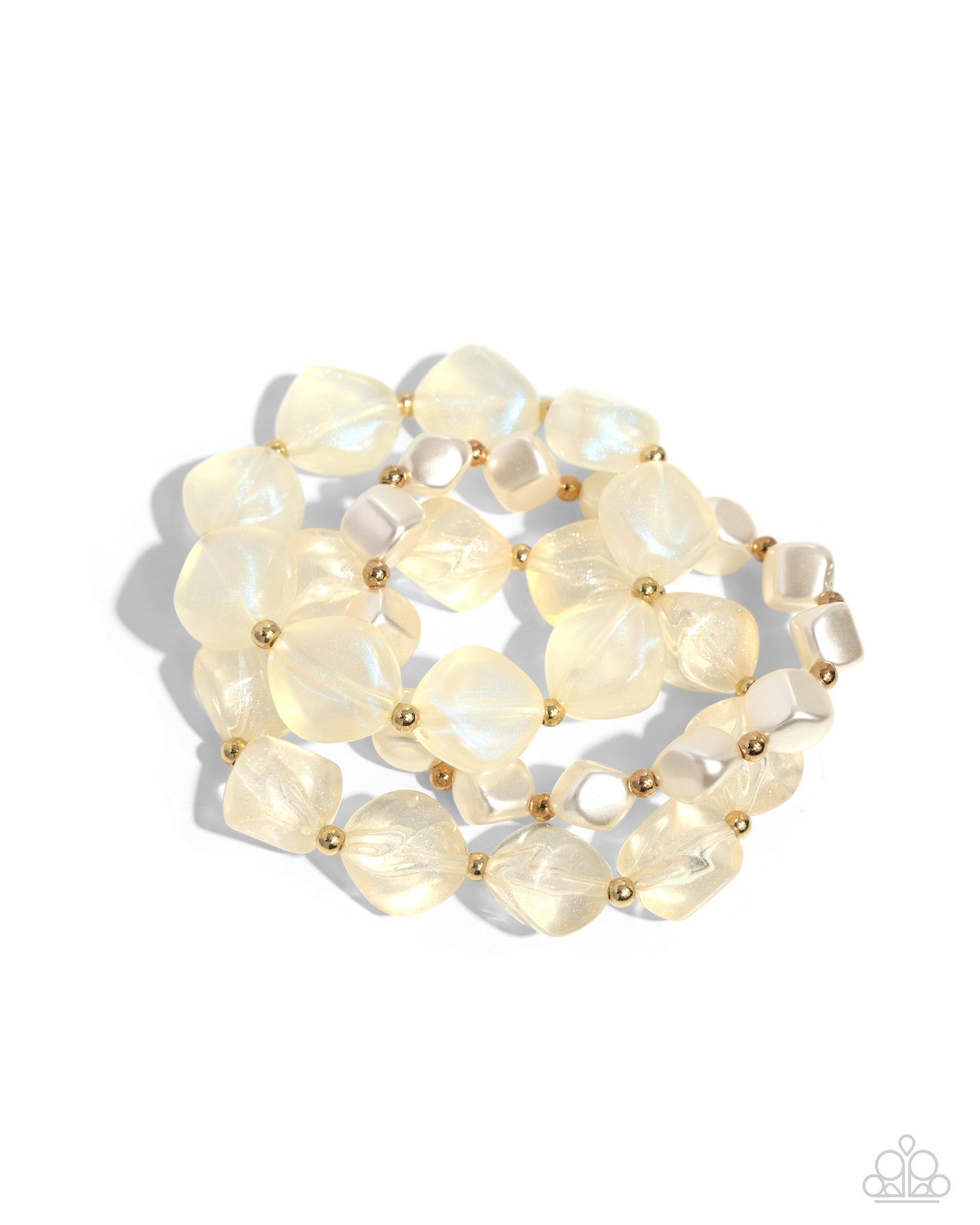 Cubed Cameo Gold Necklace & Bracelet Set - Paparazzi Accessories