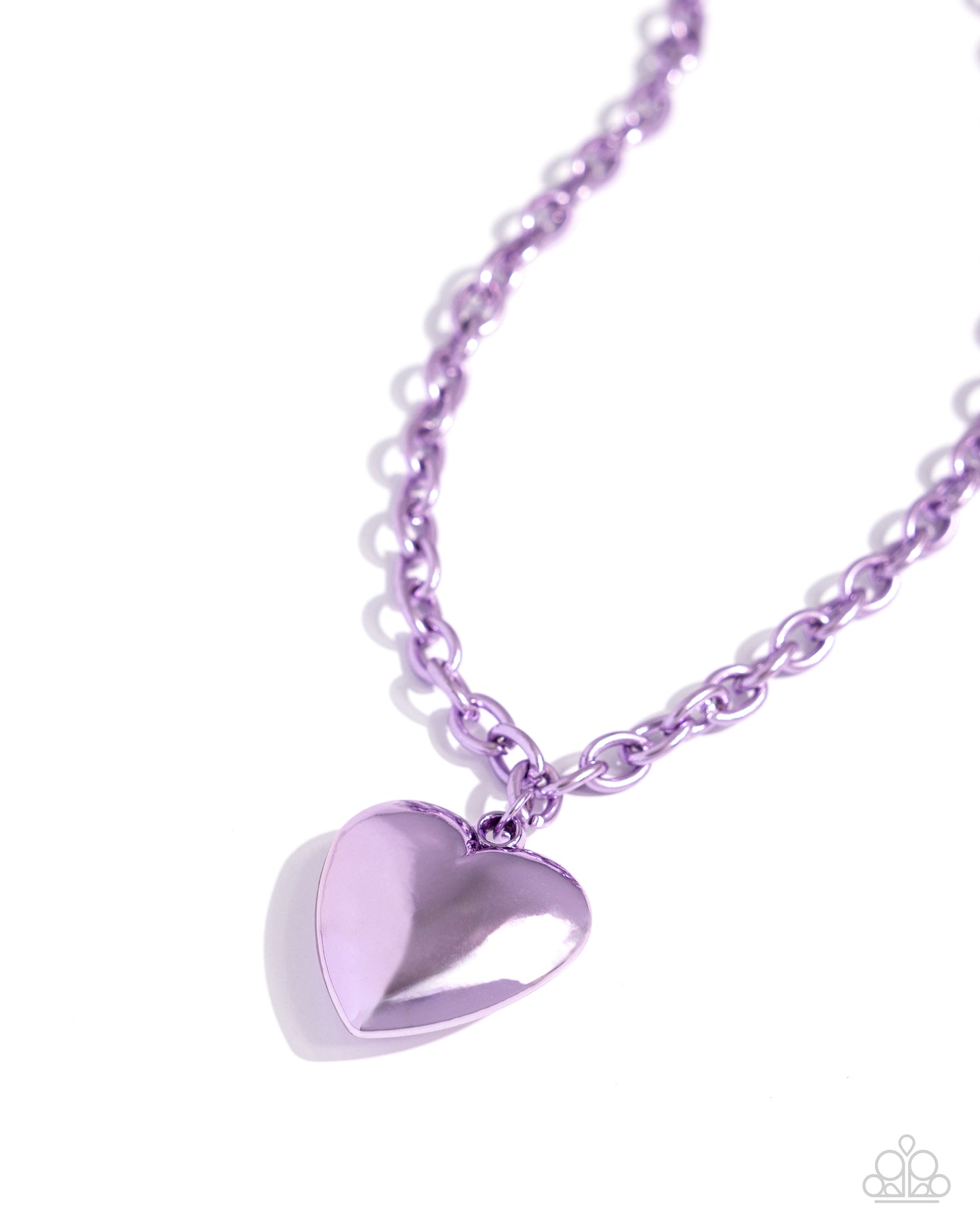 Loving Luxury Purple Heart Necklace - Paparazzi Accessories  Elongating from a high-sheen light purple chain, an oversized purple heart glimmers for a lovestruck look. Features an adjustable clasp closure.  Sold as one individual necklace. Includes one pair of matching earrings.  P2SE-PRXX-252XX