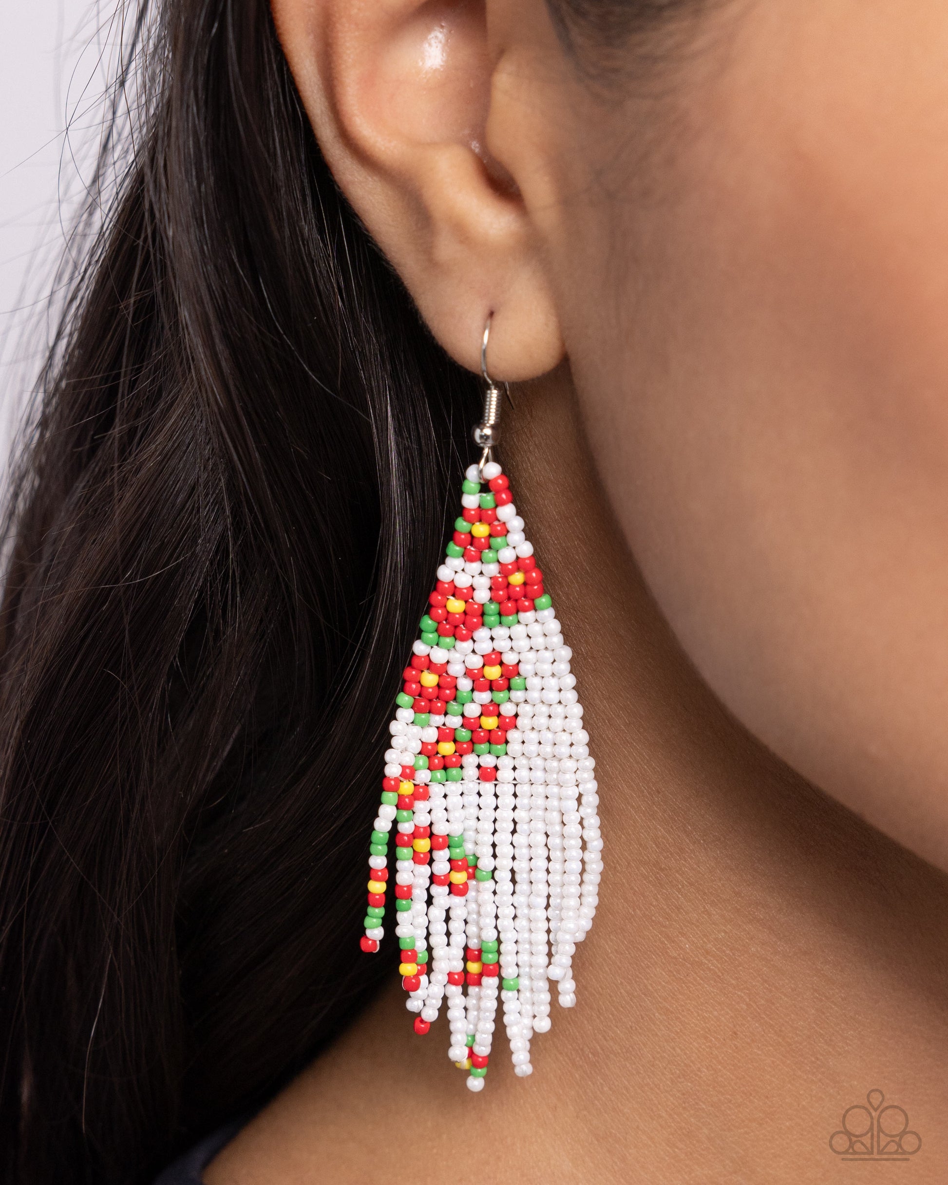 flower seed bead earrings Picturesque Patchwork Red Flower Seed Bead Earring