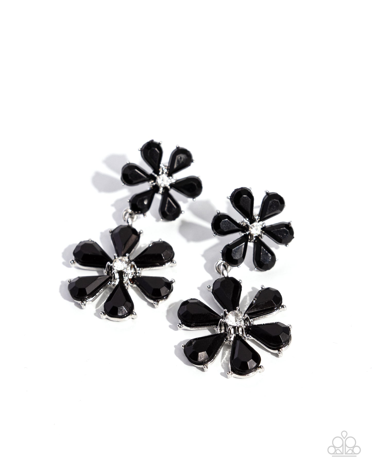 A Blast of Blossoms Black Flower Post Earring - Paparazzi Accessories