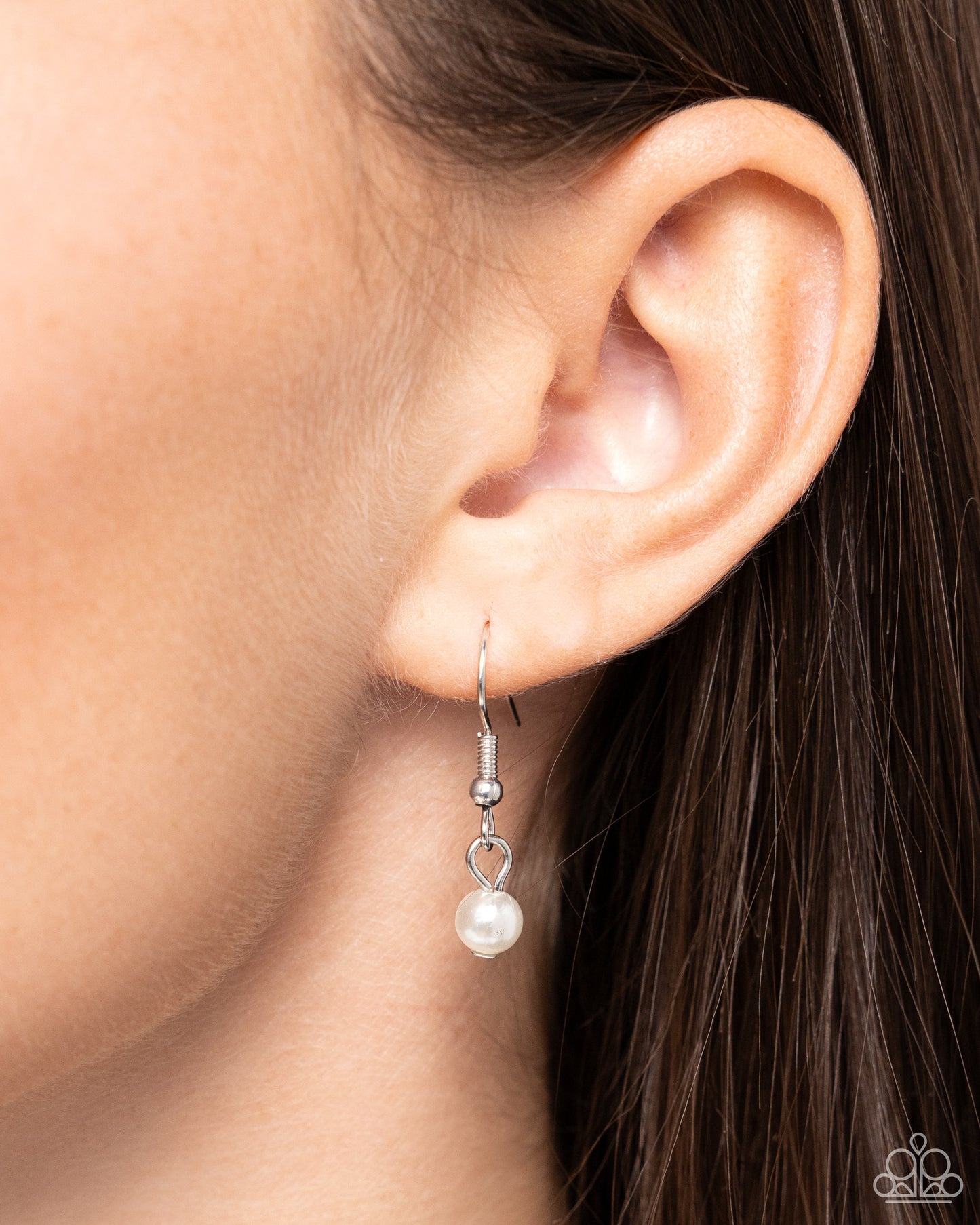 Filigree Infatuation White Pearl Heart Necklace - Paparazzi Accessories  A dainty collection of glossy white pearls gives way to an oversized filigree-filled silver heart frame, creating an antiqued locket-inspired look. Features an adjustable clasp closure.  Sold as one individual necklace. Includes one pair of matching earrings.  SKU: P2RE-WTXX-691XX