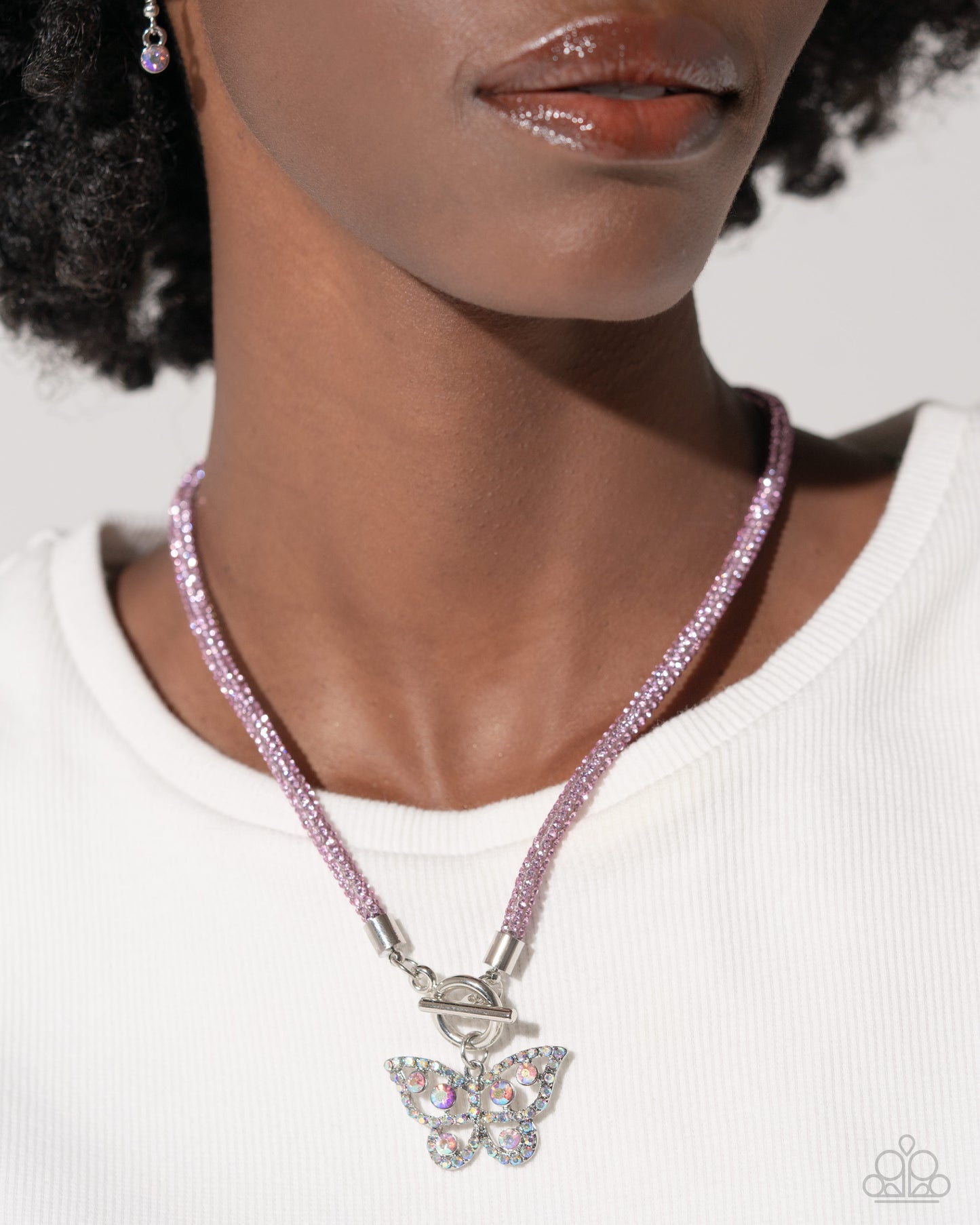 On SHIMMERING Wings Pink Butterfly Toggle Necklace & Bracelet Set - Paparazzi Accessories