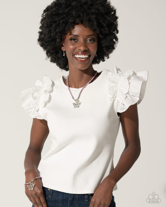 On SHIMMERING Wings Pink Butterfly Toggle Necklace & Bracelet Set - Paparazzi Accessories