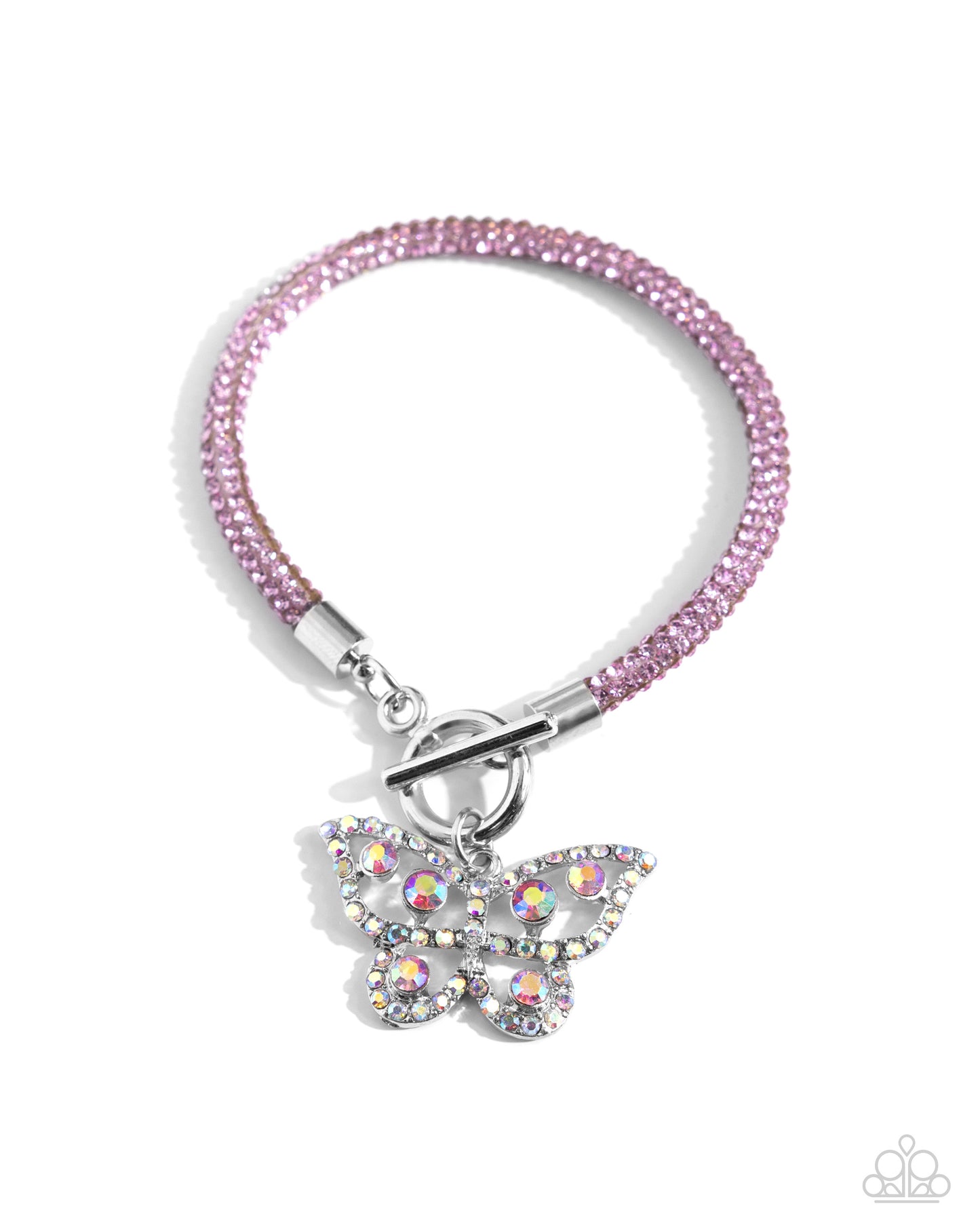 On SHIMMERING Wings Pink Butterfly Toggle Necklace & Bracelet Set - Paparazzi Accessories