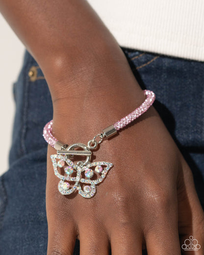 Aerial Appeal Pink Butterfly Toggle Bracelet - Paparazzi Accessories