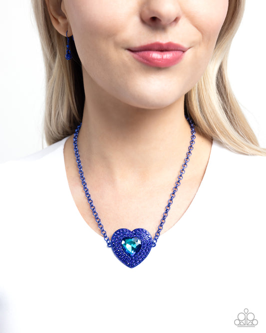 Locket Leisure Blue Heart Necklace - Paparazzi Accessories
