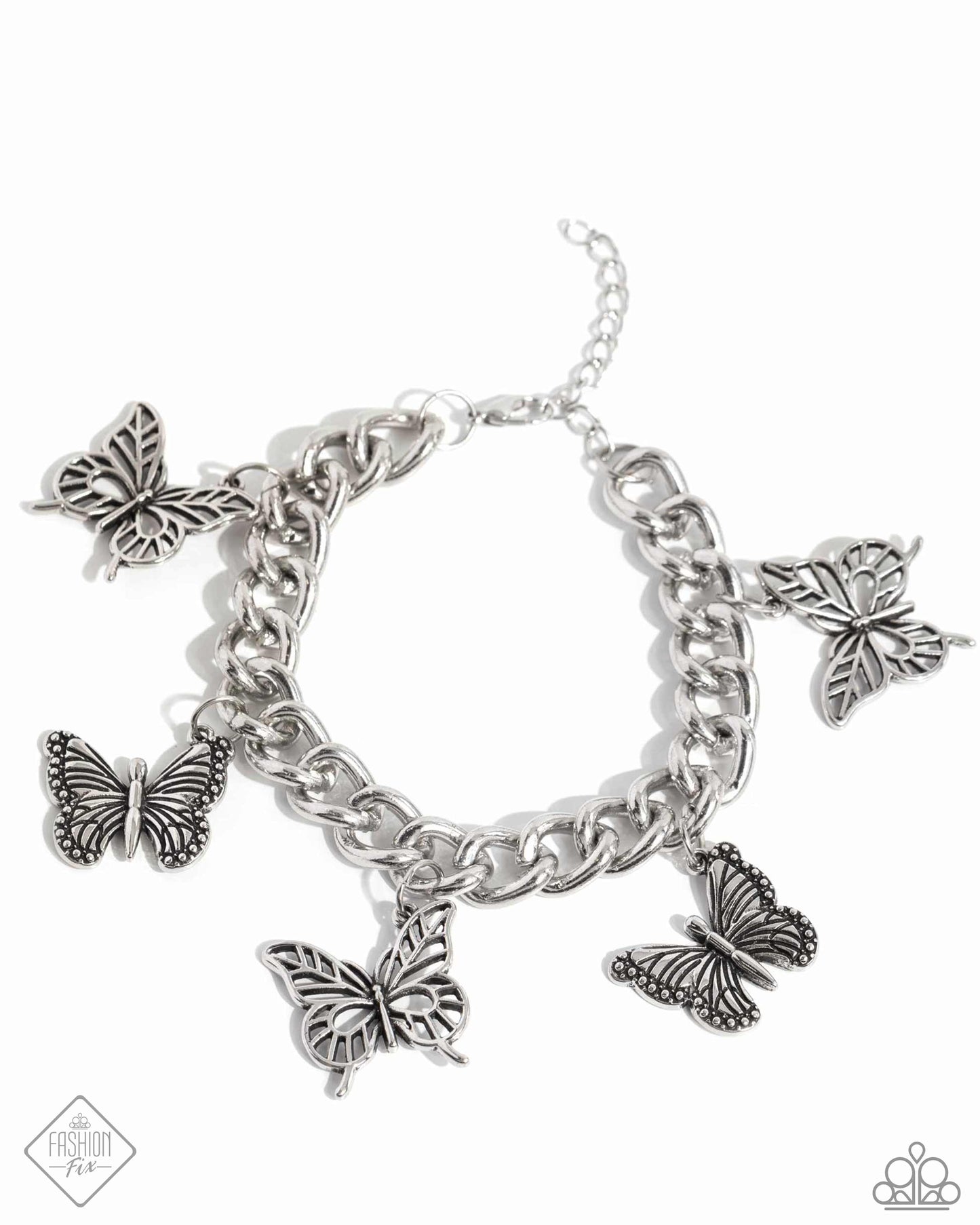 Aerial Ambience Silver Butterfly Clasp Bracelet - Paparazzi Accessories