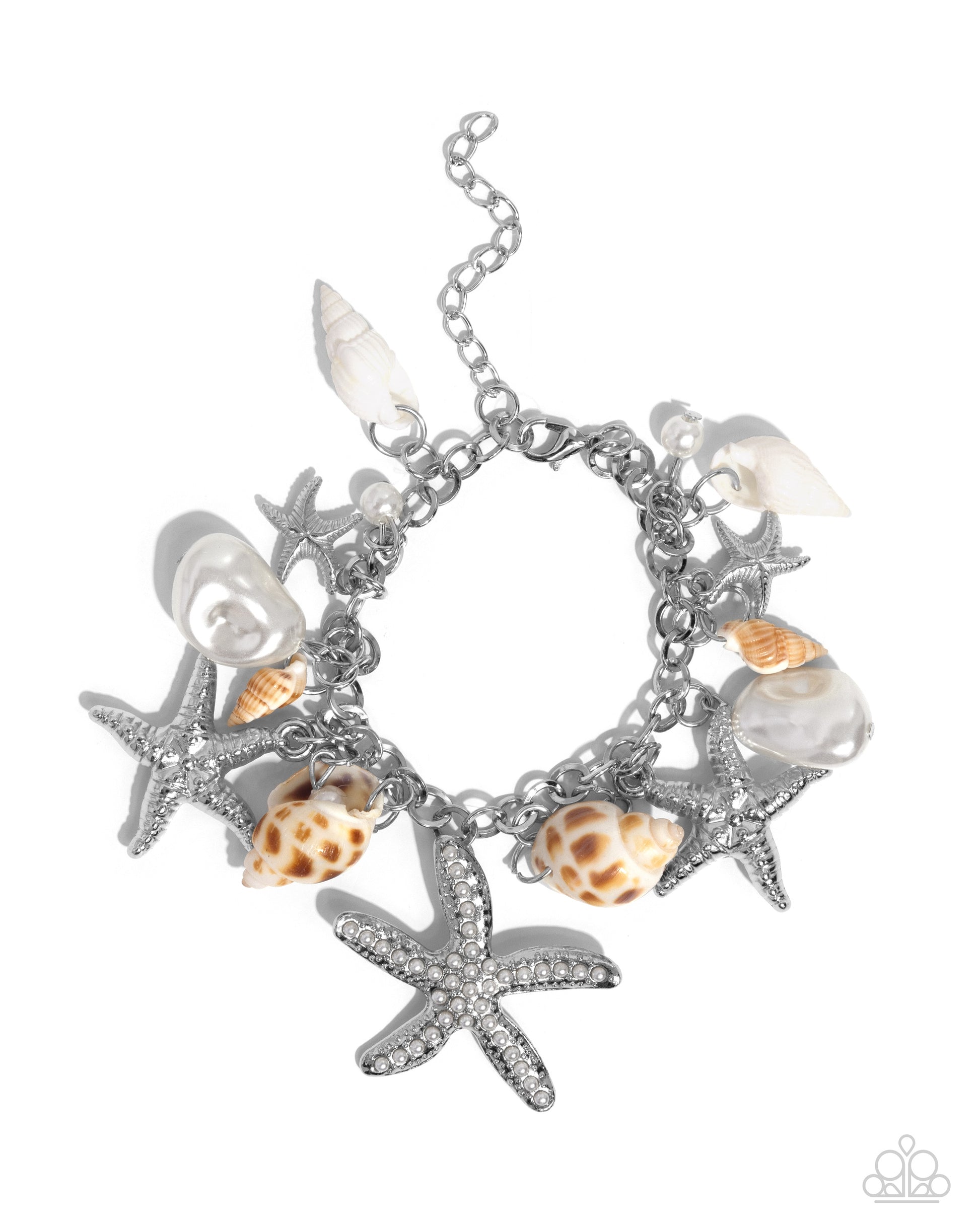 Women's Seashell Pearl Jewelry Set - Necklace, Bracelet & Earrings In White With Blue Accent (8mm Pearls)