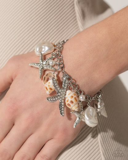 Seashell Song White Clasp Bracelet - Paparazzi Accessories