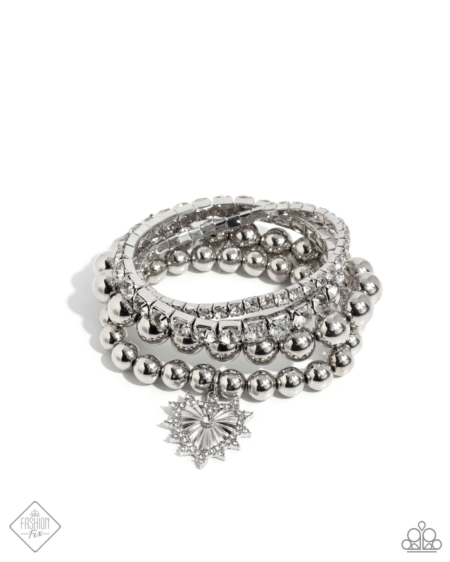 Excessive Elegance White Rhinestone Stretch Bracelet - Paparazzi Accessories