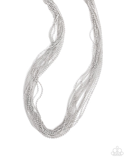 Backstage Ball Silver Necklace -  Paparazzi Accessories